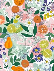 Wall Mural - Seamless pattern with fruits Background	
