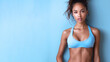 © pariketan - Slim and smooth skin midriff woman in blue sportswear, beauty sport summer