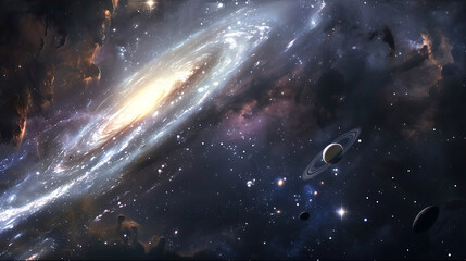 Wall Mural - colorful galaxy and nebula cloud in space
