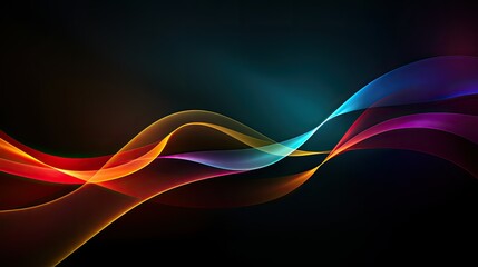 Wall Mural - Dark abstract curve and wavy background with gradient and color, Glowing waves in a dark background