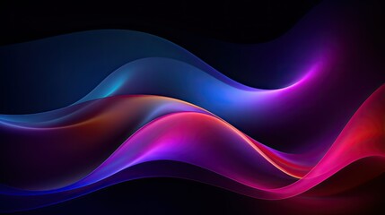 Wall Mural - Dark abstract curve and wavy background with gradient and color, Glowing waves in a dark background