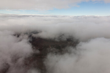 Canvas Print - New Zealand view from a helicopter on a cloudy autumn day