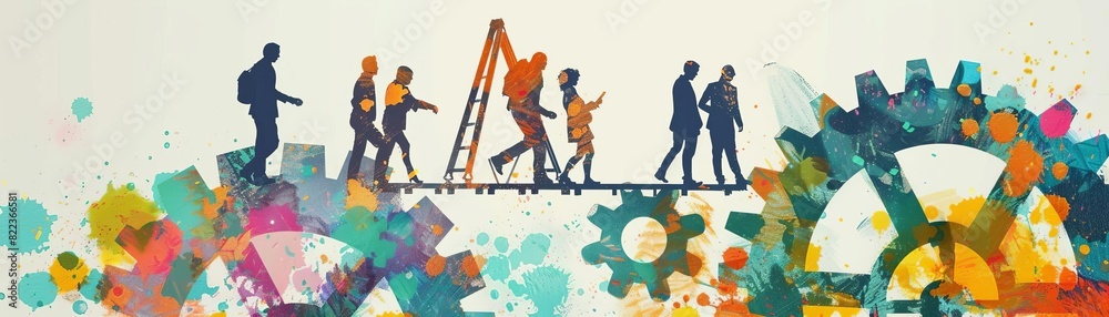 Artwork of a group of people collaborating on a project, symbolizing ...
