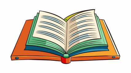 Aufkleber - A book laid open on a desk with highlighted and underlined words showing the impact of its words and ideas on the mind of the reader.. Cartoon Vector
