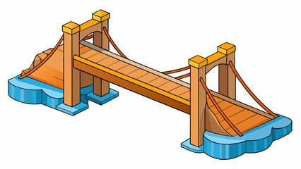 Poster - A bridge a solid structure made of beams and supports spanning over a body of water or a valley connecting two sides together.. Cartoon Vector