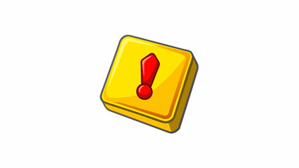 Fototapete - A bright yellow squareshaped sticker with a red exclamation mark in the center. The edges are sharp and crisp and the sticker feels slightly sticky to. Cartoon Vector