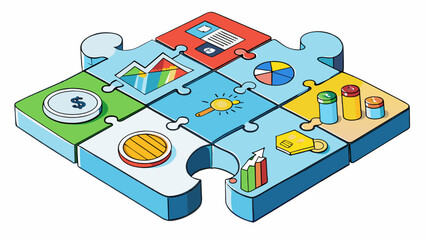 Poster - A budget is like a puzzle with each piece representing a different aspect of your finances. By fitting all the pieces together you can get a clear. Cartoon Vector