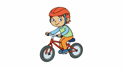 Fototapete - A child learning to ride a bike keeps their balance by pedaling steadily their feet off the ground while also using their handlebars to steer and. Cartoon Vector