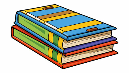 Aufkleber - A class of books bound with colorful covers filled with pages of information or stories used for reading and gaining knowledge or entertainment.. Cartoon Vector