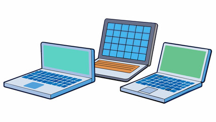 Fototapete - A class of laptops slim and lightweight in design with a screen keyboard and battery used for computing and accessing the internet.. Cartoon Vector