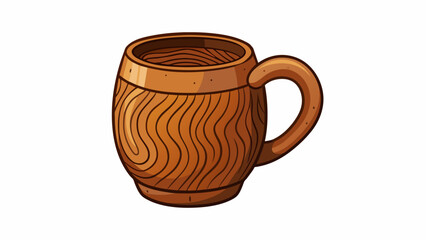 Poster - A clay mug with a smooth rounded shape and a rich glaze. The handle is thick and sy comfortably fitting four fingers and has a unique thumbprint. Cartoon Vector