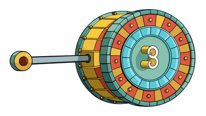 Poster - A circularshaped mechanism with a combination wheel on the front and a long metal shank on the back. The combination can be set by rotating the. Cartoon Vector