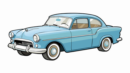 Poster - A classic car meticulously restored to its former glory. The shiny chrome exterior gleams in the sunlight and the leather interior is buttery soft and. Cartoon Vector