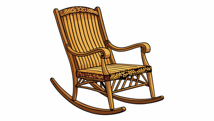 Fototapete - A classic wooden rocking chair with a curved backrest and comfortably wide armrests. It has a natural finish showing off the intricate wood grains and. Cartoon Vector