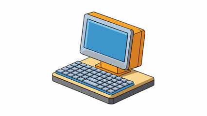 Poster - A computer with a sy base and rubber grips on the bottom preventing it from wobbling or sliding around on a desk.. Cartoon Vector