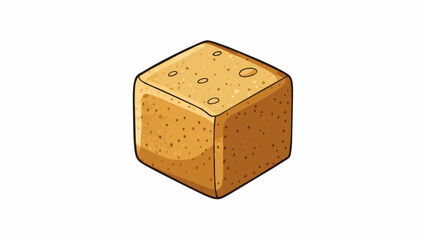 Poster - A cork block This block is made of cork material and has a cube shape with a slightly rounded top and bottom. It is lightweight and has a soft spongy. Cartoon Vector