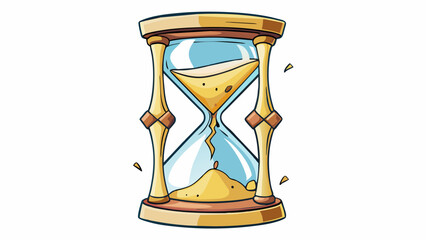 Poster - A cracked and fractured hourglass with sand spilling out uncontrollably representing the feeling of time running out and the pressure to get. Cartoon Vector