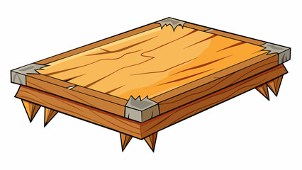 Poster - A deep long mark on a wooden table caused by someone dragging a heavy object across it. The edges are rough and splintered.. Cartoon Vector
