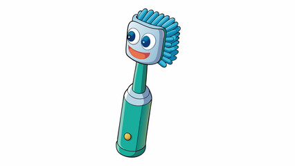 Aufkleber - A cylindrical object with a rotating head used for cleaning and removing plaque from teeth. Its bristles are soft and flexible to effectively clean. Cartoon Vector
