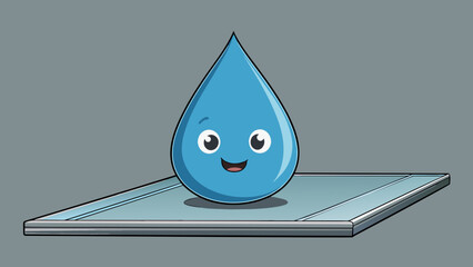 Aufkleber - A drop of water is p on a metal surface and slowly spreads out demonstrating a surface tension reaction.. Cartoon Vector