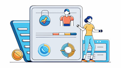 Fototapete - A fitness tracker program that records and monitors daily exercise and nutrition. The objects in this program include a database of exercises which. Cartoon Vector