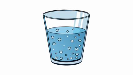 Poster - A glass filled halfway with water where the bottom half is clear and the top half is filled with bubbles. The water level creates a distinct line. Cartoon Vector
