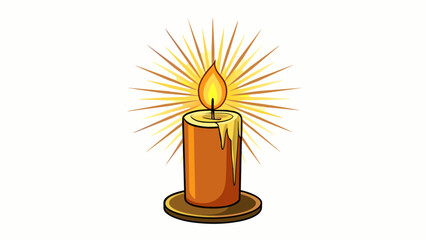 Poster - A glowing burning candle giving off a warm and steady light unperturbed by the darkness that surrounds it.. Cartoon Vector