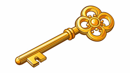 Poster - A glimmering golden key adorned with intricate details and a smooth polished finish representing the desire for success and achievement.. Cartoon Vector