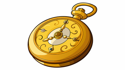 Poster - A glistening golden pocket watch with intricate engravings and a precision mechanism. Its value lies not only in its appearance but also in its. Cartoon Vector