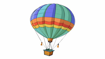 Aufkleber - A giant hot air balloon looms in the sky with a colorful fabric enveloping its massive size able to hold dozens of passengers.. Cartoon Vector