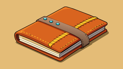 Aufkleber - A handstitched leather journal with a supple highquality cover and thick creamy pages. The stitching along the spine is tight and even and the journal. Cartoon Vector