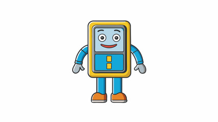 Poster - A humanoid figure made of polymer clay with flexible joints and a friendly smile. It stands at about 2 feet tall and has a small screen for a face. Cartoon Vector