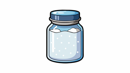 Poster - A jar filled with fine powdery salt that appears almost pure white. It feels smooth and soft to the touch and has a faintly salty scent. It easily. Cartoon Vector