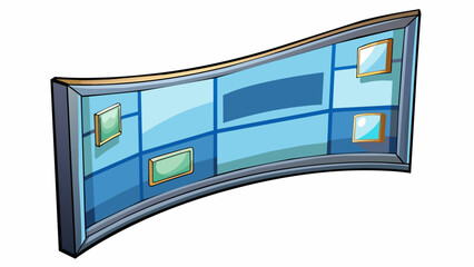 Fototapete - A large curved screen with a metallic border capable of displaying highdefinition videos and graphics in stunning clarity. The curved shape enhances. Cartoon Vector