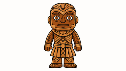 Aufkleber - A handcarved wooden figurine The intricate details and smooth finish on this figurine demonstrate the skill and time that went into creating it adding. Cartoon Vector