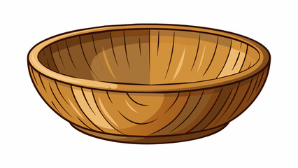 Poster - A handcrafted wooden bowl with a natural grain and smooth finish that highlights the beauty of the wood. The bowl has a subtle asymmetrical shape. Cartoon Vector