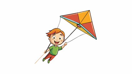 Fototapete - A kite soaring high in the sky held steady by a childs determined grip a representation of determination and the ability to overcome adversity with. Cartoon Vector