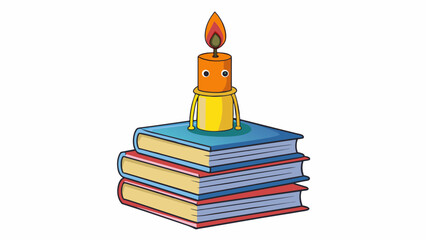 Aufkleber - A lit candle sitting atop a stack of books signifying the duty of knowledge and constantly learning and expanding ones mind.. Cartoon Vector