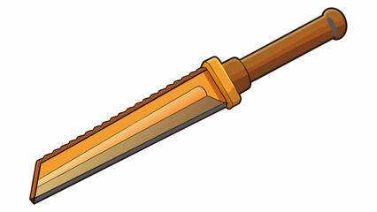 Poster - A long cylindrical tool with a sharp edge at one end used for ting through materials such as wood or metal.. Cartoon Vector