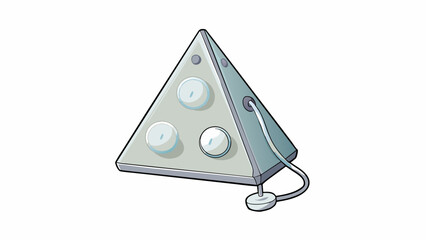 Poster - A light gray object with a triangular shape and three round buttons on the top. It has a curved base that comfortably fits in the palm of a hand and a. Cartoon Vector