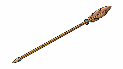 Poster - A long slender stick with a sharp point at one end and a feather attached to the other end. It has a smooth wooden texture and is used for writing or. Cartoon Vector