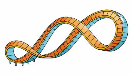 Poster - A looped line drawn on a childs paper symbolizing a rollercoaster ride with its ups and downs and twists and turns.. Cartoon Vector