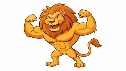 Poster - A mighty lion exuding power and confidence as it effortlessly takes down its prey with its sharp claws and powerful muscles.. Cartoon Vector