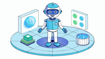 Poster - An AI assistant in the form of a holographic projection seamlessly integrated into every aspect of daily life and capable of understanding and. Cartoon Vector