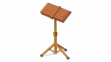 Poster - A music stand with adjustable height and tilt used for holding sheet music while playing an instrument. The different angles and heights represent the. Cartoon Vector