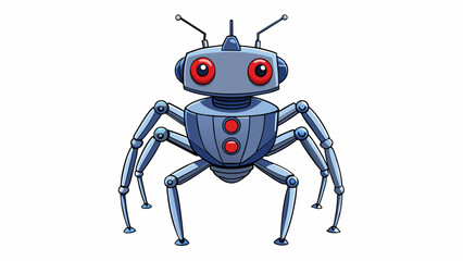 Fototapete - An insectlike robot with multiple legs and antennae controlled by a remote operator. It is made of shiny durable material and has glowing red eyes.. Cartoon Vector