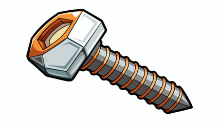 Poster - An industrial screw with a hexagonal head and deep sharp threads. Typically used in construction this screw can withstand a large amount of torque and. Cartoon Vector