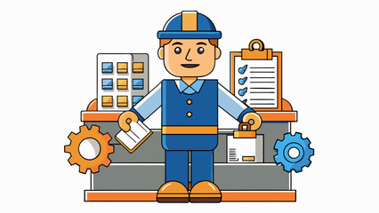 Poster - A organized staff member is like a welloiled machine efficiently completing tasks and keeping everything running smoothly.. Cartoon Vector