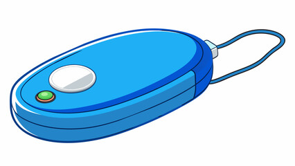 Fototapete - An ovalshaped device with a bright blue color and a glossy finish. It has a small circular button on the top that illuminates when pressed and a. Cartoon Vector