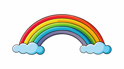 Poster - A rainbow after a storm its vibrant colors stretching across the sky a symbol of hope and the promise of better days to come after a period of. Cartoon Vector